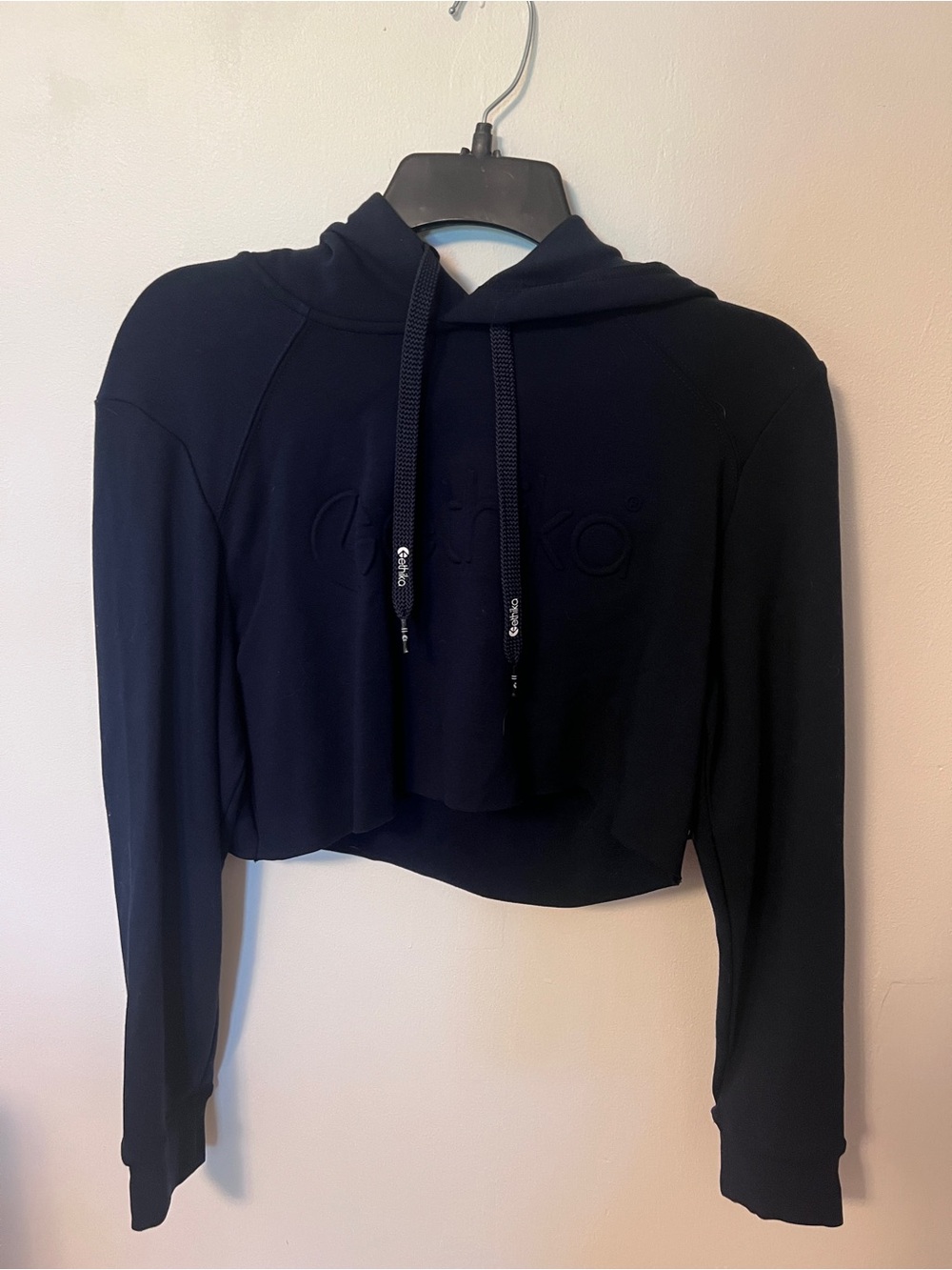 ethika Black Cropped Hoodie Sweatshirt